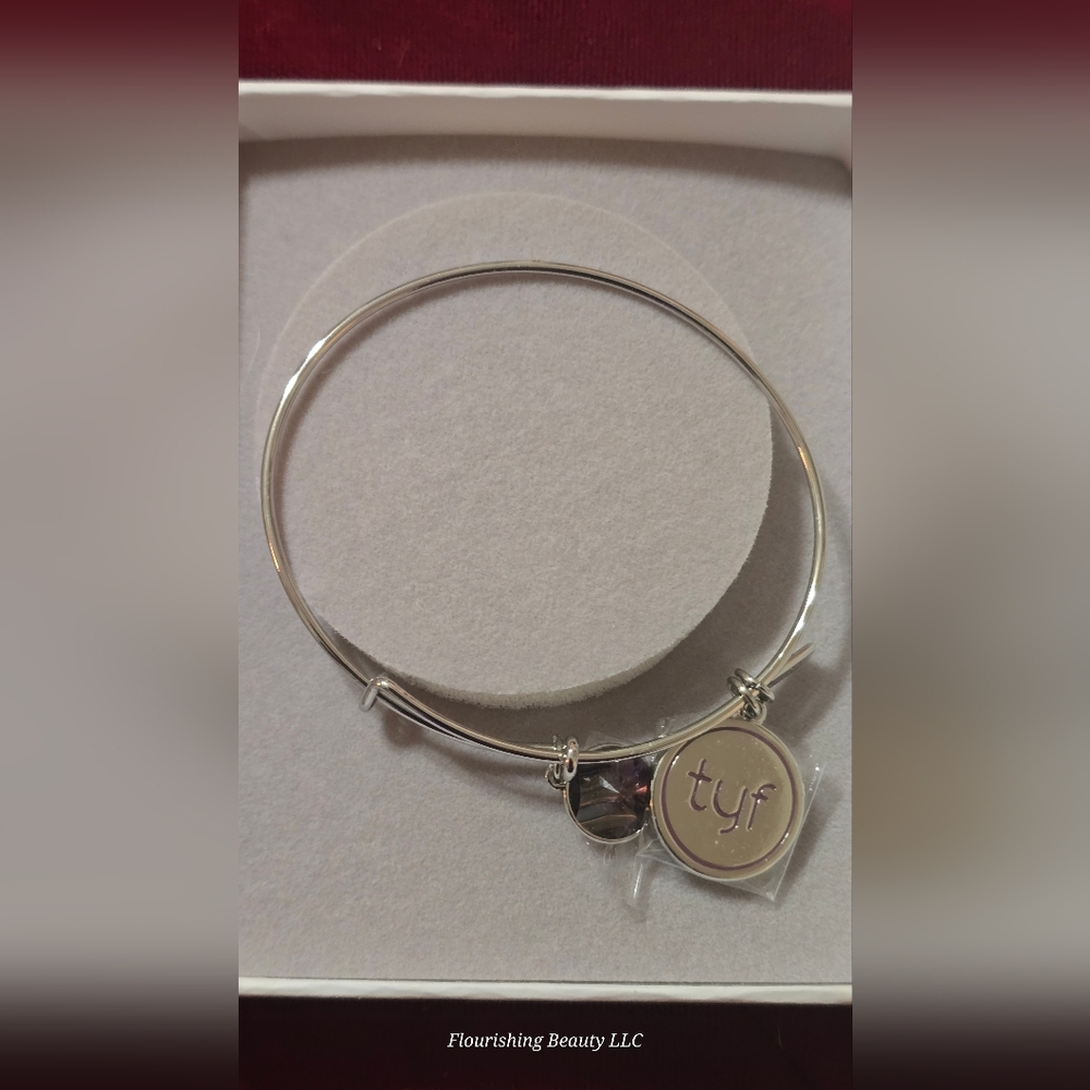 Silver Bangle Bracelet with Charm